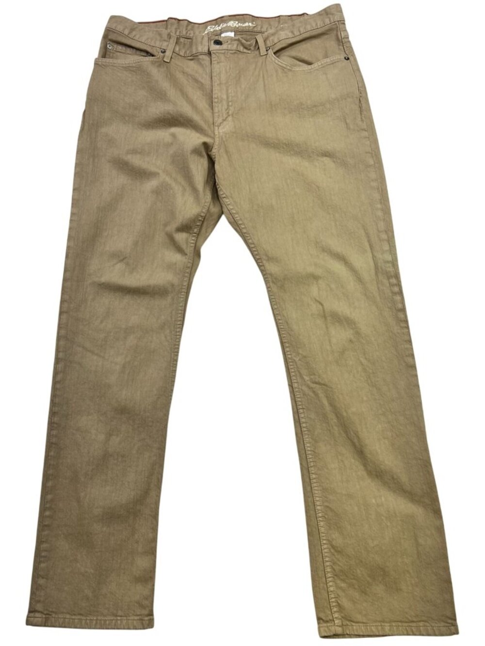Eddie Bauer Men's Straight Fit Denim Jeans Stretch Size T40x34 Khaki Solid